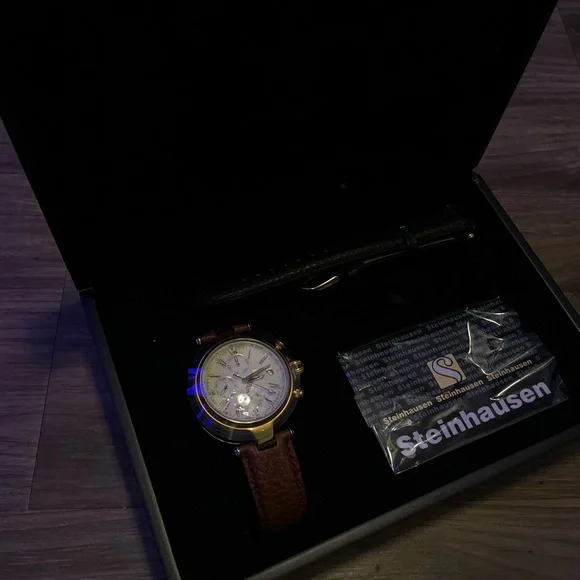 Steinhausen Automatic Watch TW381 40mm Mens Beige/Gold Rim
